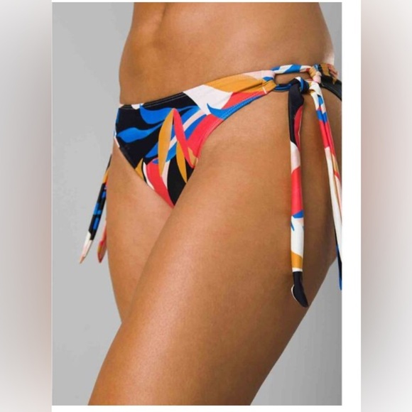prAna Women's Large Atalia Adjustable Side Tie Mid Rise Swimwear Bottom Tropics - Picture 9 of 10